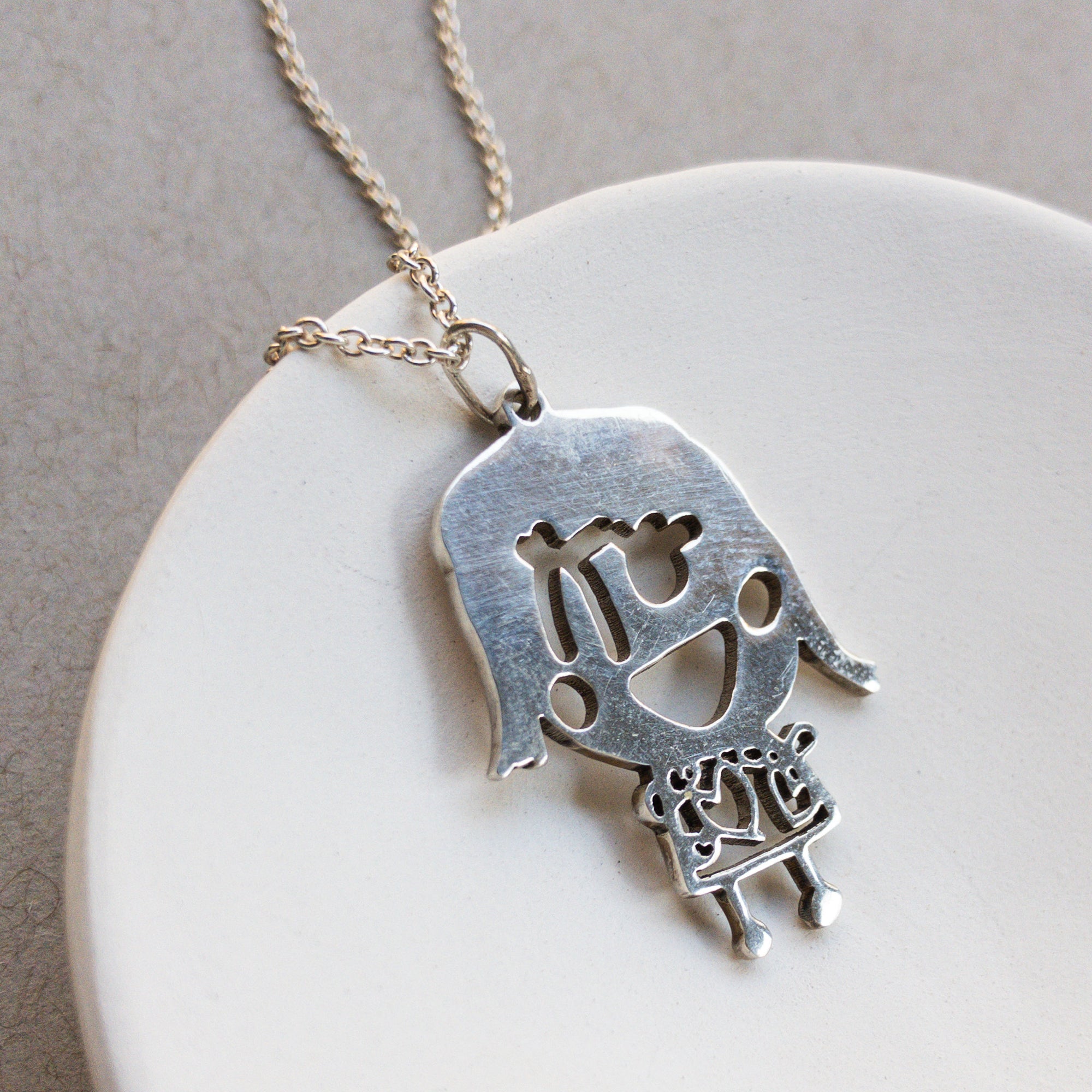 Custom Drawing Necklace in Sterling Silver