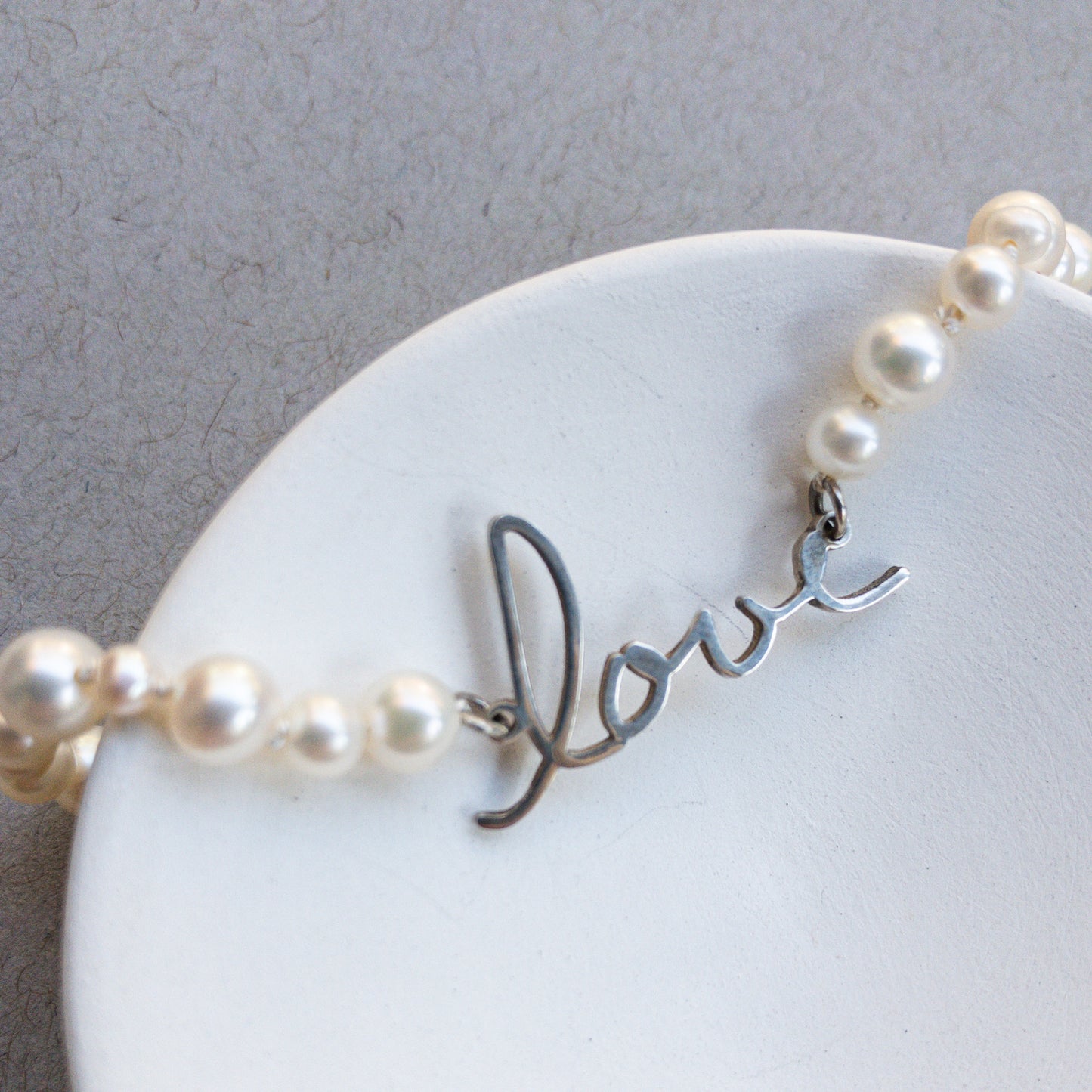 Custom Handwriting Pearl Bracelet in Sterling Silver