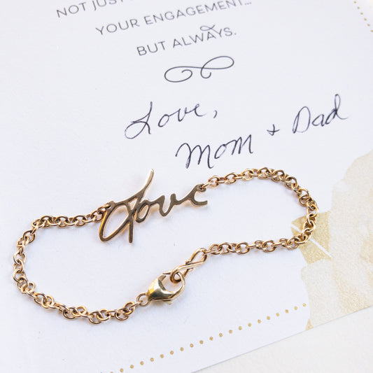 Custom Handwriting Bracelet in 14k Gold