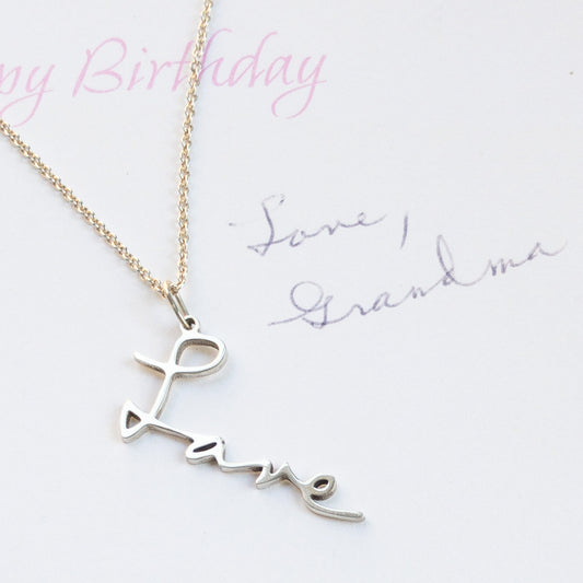 Custom Handwriting Necklace in Sterling Silver